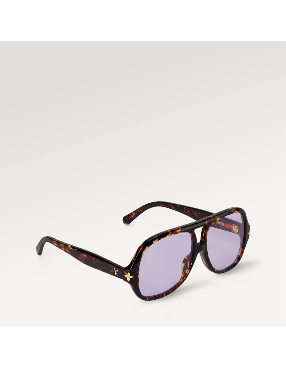Louis Vuitton Tortoiseshell Aurora Flower Square Aviator Sunglasses